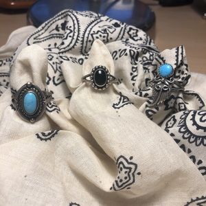 set of three vintage sterling rings